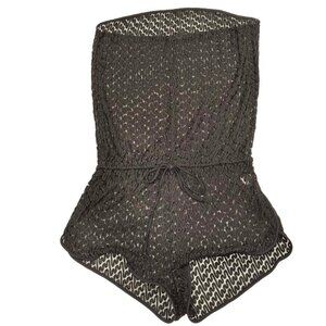 Victoria’s Secret Lace Cover-Up Jumper Strapless Sheer Black Swim Resort Size M